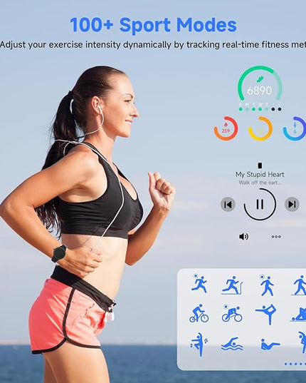Smart Watches for Women Men 1.27" HD Fitness Tracker with Heart Rate/Sleep/Step/SpO2 Monitor, IP68 Waterproof Watch for Android iOS(Blue)