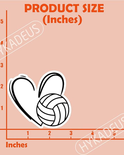 (3Pcs) Volleyball Stickers Waterproof Vinyl Volleyball Heart Decals for Water Bottle, Tumbler, Laptop, Phone Case, Poster Board, Scrapbooking, Team Players, Coach, 3" x 2.8"