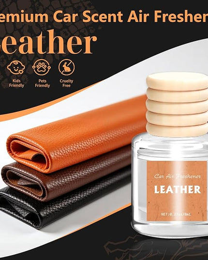 AROIC Hanging Car Air Freshener - 6 Pack Luxury Leather Scent Air Freshener Set, Long-Lasting Natural Essential Oil Fragrance Diffuser Eliminates Odors,Ideal Business Gift for Car Accessories Unisex