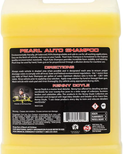 P&S Professional Detail Products Pearl Auto Shampoo – High-Foaming, pH-Balanced Car Wash Soap, Biodegradable, Safe for All Finishes, Lemon Scent, Foam Cannon & Bucket Wash - 1 Gallon