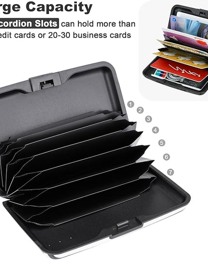 ELFISH Mini RFID Aluminum Wallet Credit Cards Holder Business Card Case Metal ID Case for Men Women (Eye heart)