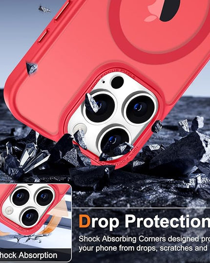 Hython Case for iPhone 16 Pro Case Magnetic Translucent Matte Phone Cases 6.3" [Compatible with MagSafe] Thin Slim Fit Shockproof Bumper Hard Protective Cover for Women Men Girls, Frosted Red