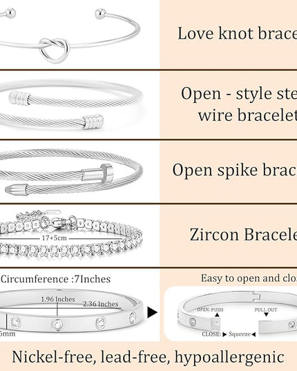 18 K Gold Plated Love Bangle Bracelet Stack Cuff Jewelry for Women Jewelry Set for Women Gift with Box