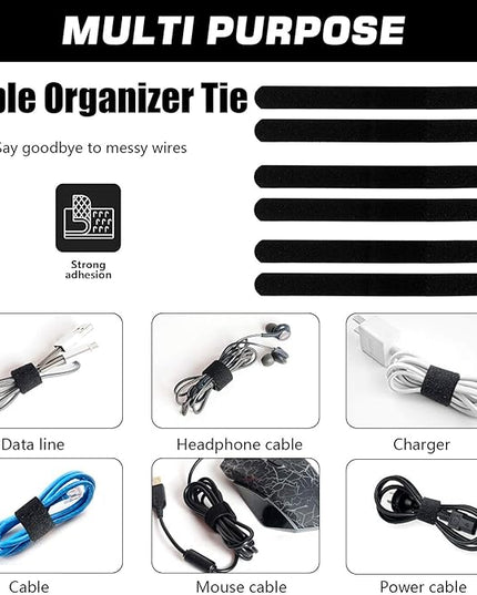 200PCS Reusable Fastening Cable Ties, 6-Inch Cable Straps Cable Management, Multi-Purpose Hook & Loop Cord Organizer Wire Ties, Adjustable Cable Organizer Cord Ties, Microfiber Cloth Straps, Black