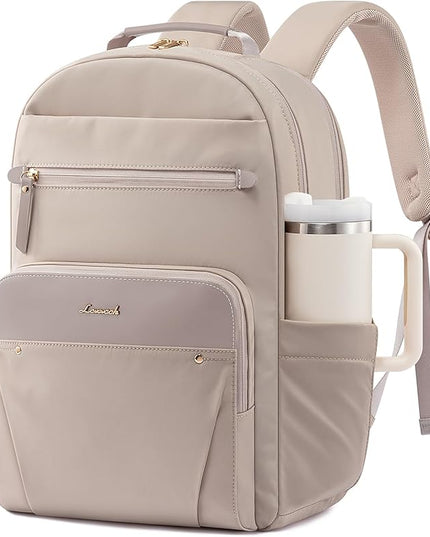 LOVEVOOK Laptop Backpack for Women, 15.6" Work Backpack Purse, Travel Personal Item Bag, Carry On Business Computer Bag, Casual Daypack for Office, School, or Gift, Soft Milk