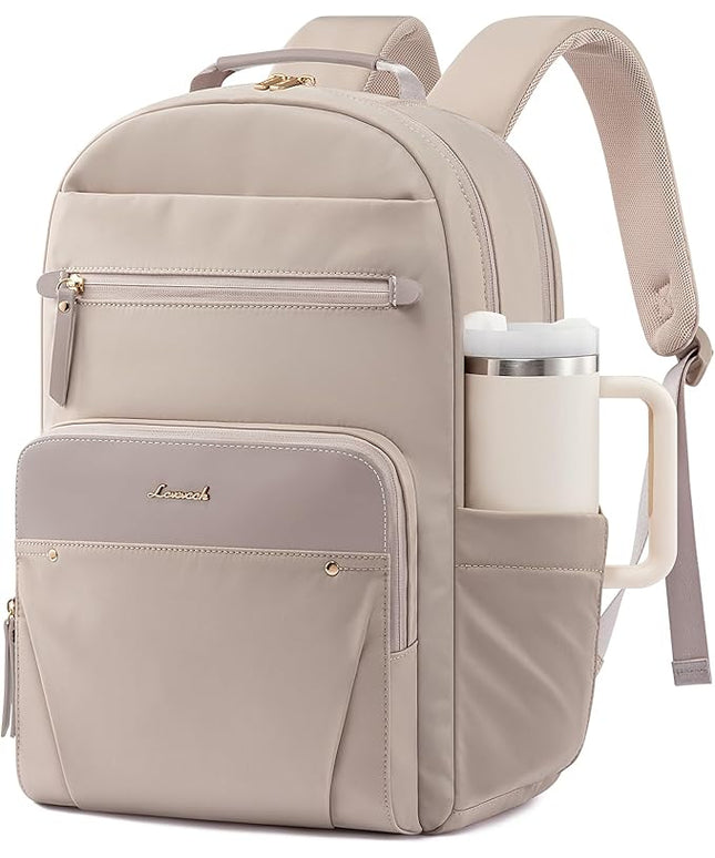 LOVEVOOK Laptop Backpack for Women, 15.6" Work Backpack Purse, Travel Personal Item Bag, Carry On Business Computer Bag, Casual Daypack for Office, School, or Gift, Soft Milk