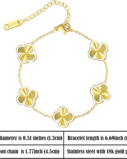 3PC Clover Bracelets Set 18k Gold Plated Lucky Clover Bracelet Women Adjustable Link Bracelets Cute Gold Jewelry