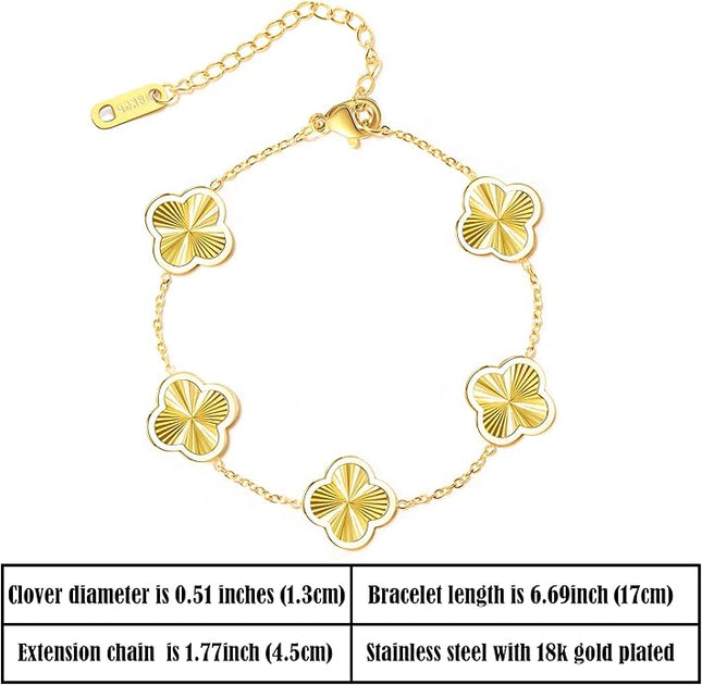 3PC Clover Bracelets Set 18k Gold Plated Lucky Clover Bracelet Women Adjustable Link Bracelets Cute Gold Jewelry