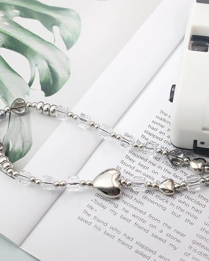 Beaded Camera Wrist Strap, Cute Phone Charms Strap, Pearl Bracelet Wrist Strap, Phone Keychain Decoration for Wallet