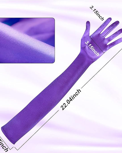 Lansian Long Opera Party Gloves for Women 1920s 20s Satin Gloves Costumes Elbow Length Bridal Evening Dress, 21 inches