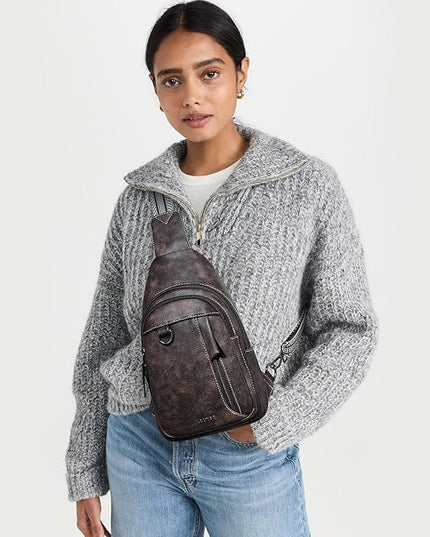 7L Sling Bag for Women Men Leather Small Sling Backpack Daypack Anti Theft Fanny Pack Crossbody Purse Travel