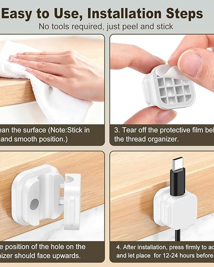 10 Pack Magnetic Cable Clips, Cord Organizer Holder with Strong Adhesive, Desk Cable Management for Home Office Car Desktop Nightstand, Adjustable Wire Keeper (White)