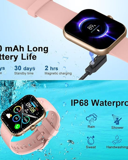 Motast Smart Watch (Answer/Make Call), 1.96" HD Smartwatch for Women, 2025 Fitness Watch with 112+ Sport Mode/Pedometer/Sleep/Heart Rate Monitor, IP68 Waterproof Fitness Tracker for Android iOS Pink