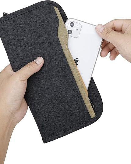 ZOPPEN Passport Holder Family RFID Passport Wallet, Passport Holder Women/Men, Travel Wallet Documents Organizer Zipper Case with Removable Wristlet Strap, Travel Essentials for Flying