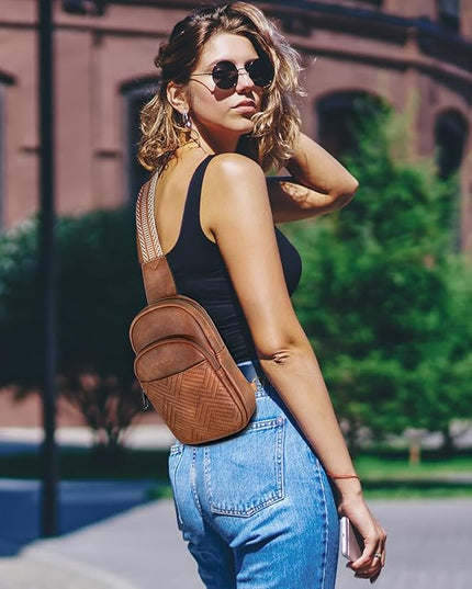 Leather Crossbody Bags for Women Small Sling Bag Anti Theft RFID Chest Purse Fanny Pack for Travel
