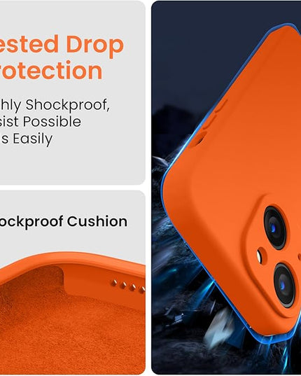 FireNova Designed for iPhone 14 Case, Silicone Upgraded [Camera Protection] Phone Case with [2 Screen Protectors], Soft Anti-Scratch Microfiber Lining Inside, 6.1 inch, Neon Orange