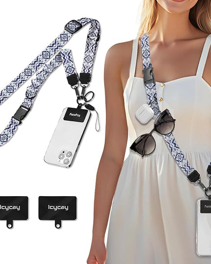 Phone Lanyard Crossbody, Boho Cell Phone Strap for Around The Neck Adjustable, Anti Theft Cute Lanyard for iPhone Case ID Holder Keys Accessories Travel Essential