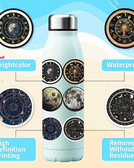 Vintage Celestial Galaxy Planet Vinyl Stickers, 50 PCS Waterproof Astronomical Icon Decals for Laptops, Scrapbooking, Journals, Notebooks, Water Bottles, Suitcases, Phones & DIY Decor