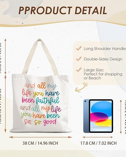All My Life You Have Been Faithful Christian Bible Verse Tote Bag, Religious & Bible Verse Gifts for Women, Reusable Grocery Bags