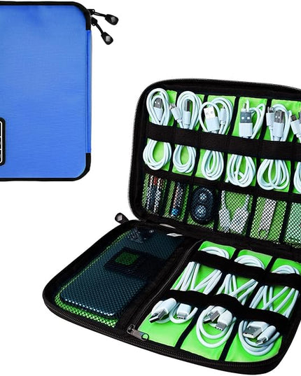 Electronics Organizer Travel Case,Electronic Accessories Storage Bag,Portable Waterproof Cable Organizer Bag,Travel Cord Organizer Bags for Small Charging Cord Storage,SD Card-Royal Blue