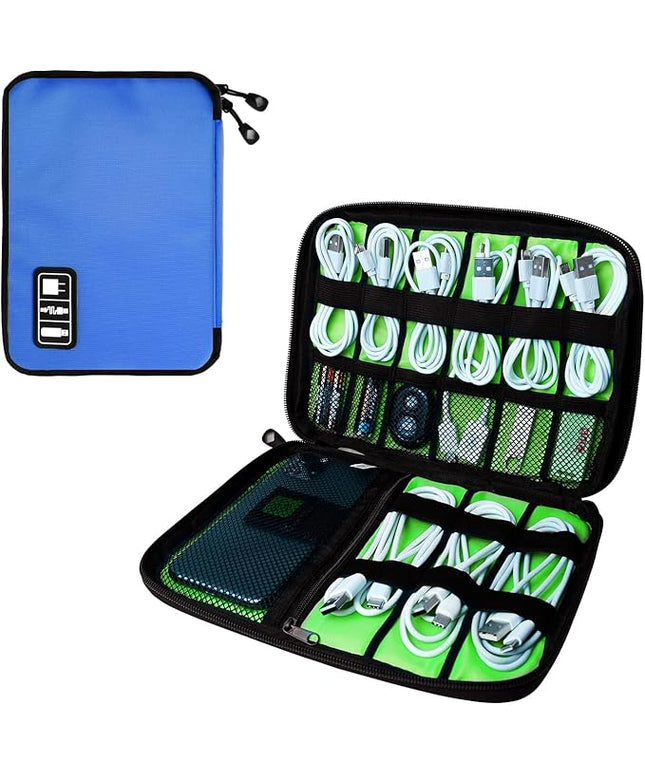 Electronics Organizer Travel Case,Electronic Accessories Storage Bag,Portable Waterproof Cable Organizer Bag,Travel Cord Organizer Bags for Small Charging Cord Storage,SD Card-Royal Blue