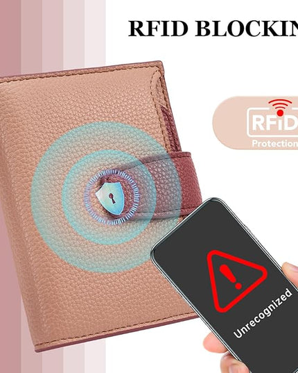 Airkit Small Wallet Women RFID Blocking Soft Leather Bifold Compact Card Holder Wallet for Women with Zipper Coin Pocket 4 ID Window