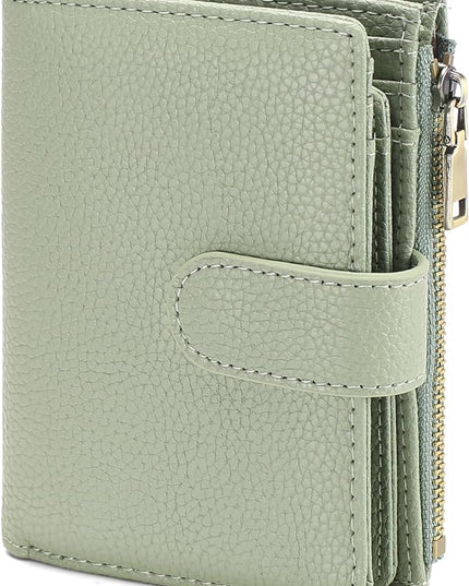 GAEKEAO Womens Wallet Small Leather RFID Blocking Bifold Zipper Pocket Wallet Card Case Purse with ID Window