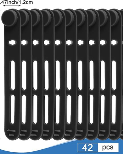 42 Pcs Silicone Cable Ties Reusable Cord Straps Multipurpose Elastic Cable Organizer for Bundling Fastening Earphone Phone Charger Home Office School(Black, Gray,3.15 Inch)