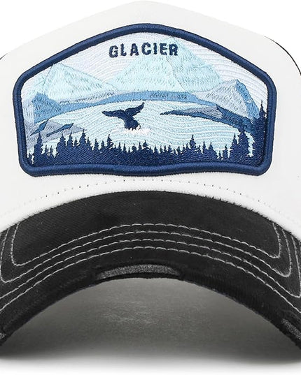 ililily Premium Howels Embroidery Vintage Baseball Cap Distressed Trucker Hat