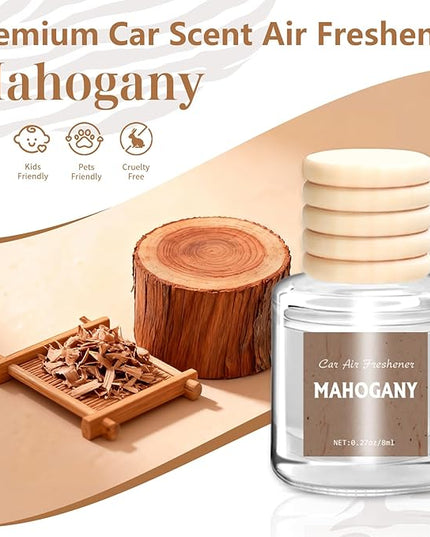 AROIC 6 Pack Car Air Freshener, Mahogany Premium Woody Car Air Freshener Diffuser Fragrance, Hanging Essential Oil Diffuser for Auto Interior Decor, Long Lasting Natural Scent Car Accessories Unisex