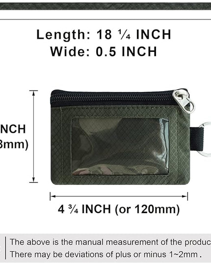 Minimalist RFID Blocking Small Wallet with ID Window,WaterResistant Zip Id Case Wallet with Lanyard Keychain for Cards,Cash,Travel,Women,Men