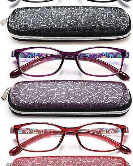 EYEURL Reading Glasses for Women-Blue Light Blocking For Women-3 Pack Computer Readers 1.0 Spring Hinge Anti UV Ray/Eye Strain/Glare Eyeglasses
