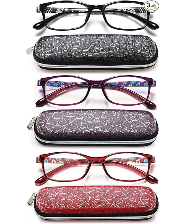 EYEURL Reading Glasses for Women-Blue Light Blocking For Women-3 Pack Computer Readers 2.0 Spring Hinge Anti UV Ray/Eye Strain/Glare Eyeglasses