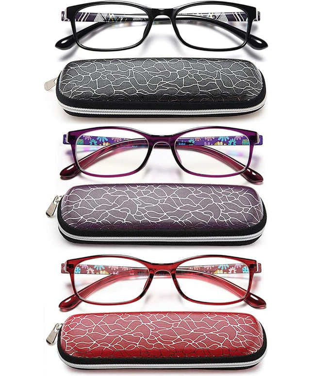 EYEURL Reading Glasses for Women-Blue Light Blocking For Women-3 Pack Computer Readers 4.0 Spring Hinge Anti UV Ray/Eye Strain/Glare Eyeglasses