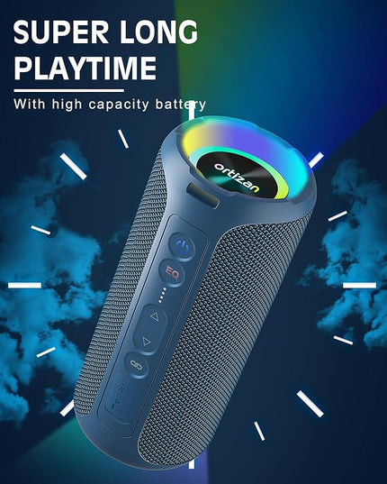 Ortizan Bluetooth Speaker, IPX7 Waterproof, Portable Speakers with HD Sound, Deep Bass, RGB Lights (Notice: X8 Pro Navy and X8 Pro Blue Cannot be paired via TWS Due to Different Bluetooth Versions)