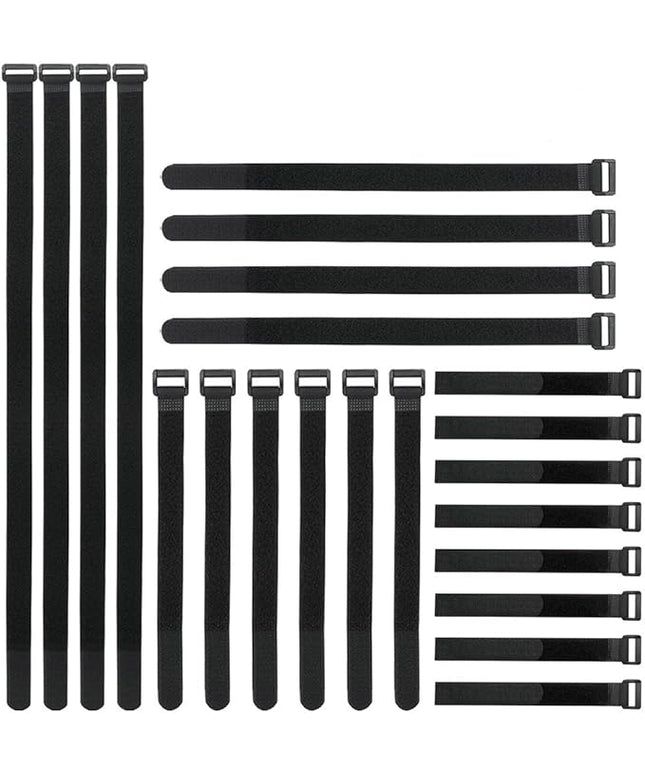 Reusable Fastening Cable Straps and Cable Ties Set 24 Pack(8"-12"-18"-24"), Adjustable Hook Loop Cord Management Wire Organizer Straps