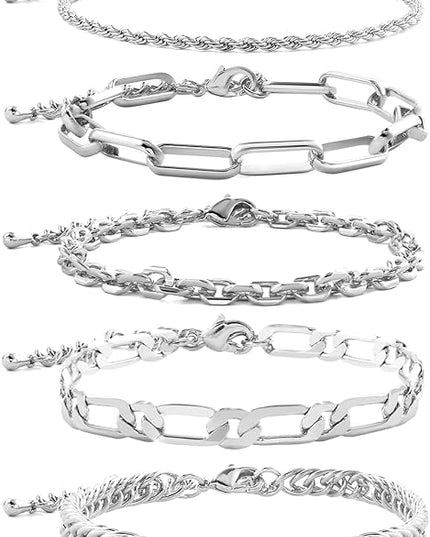 Waterproof Gold Chain Bracelet For Women Non Tarnish,14K Gold Plated Link Dainty Bracelets Stake Layered Bracelet Set Hypoallergen Gold Jewelry