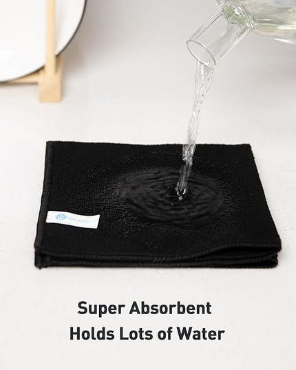 Black Microfiber Cleaning Cloth 13"x13", Ultra Soft Absorbent Microfiber Cleaning Rags for Housekeeping Cleaning Supplies, Lint Free Reusable Cleaning Cloths for House Washable, Pack of 12