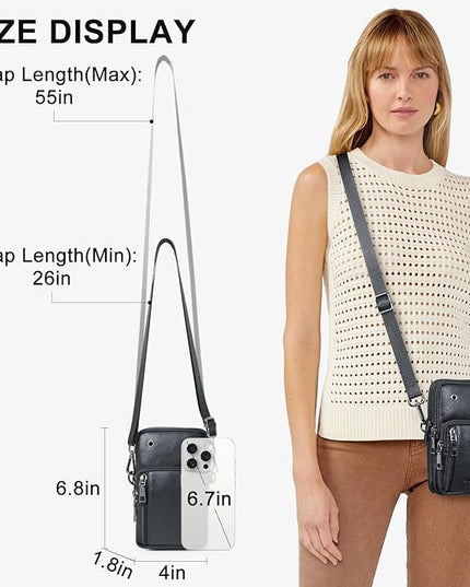 Bluome Small Crossbody Phone Purse for Women –PU Leather Crossbody Handbag Wallets Shoulder Travel Bag with Headphone Jack