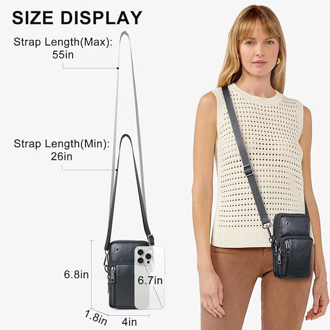 Bluome Small Crossbody Phone Purse for Women –PU Leather Crossbody Handbag Wallets Shoulder Travel Bag with Headphone Jack