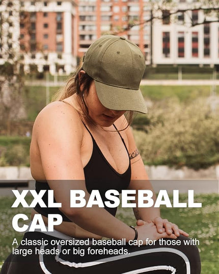 Zylioo XL XXL Oversize Baseball Cap, 100% Cotton Adjustable Dad Hat for Big Heads 23.5"-25.5", Soft Crown Large Size Cap
