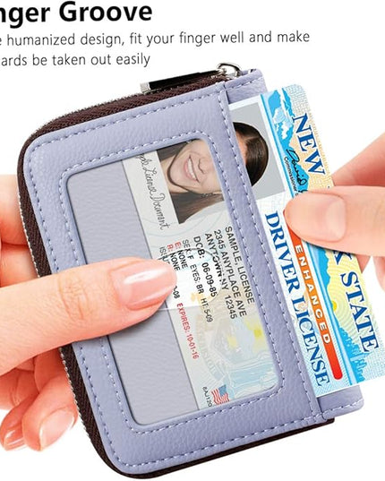 FurArt Zipper Wallet Women, RFID Blocking Credit Card Wallet, Business Card Holder, Compact Size KeyChain Wallet