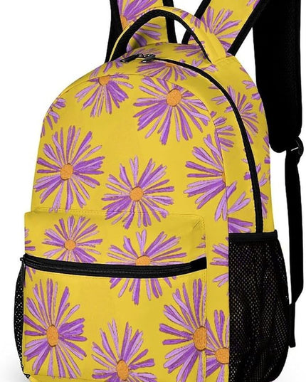Fashion Purple Flower Backpack Lightweight Large Capacity Laptop Daybag for Travel Work