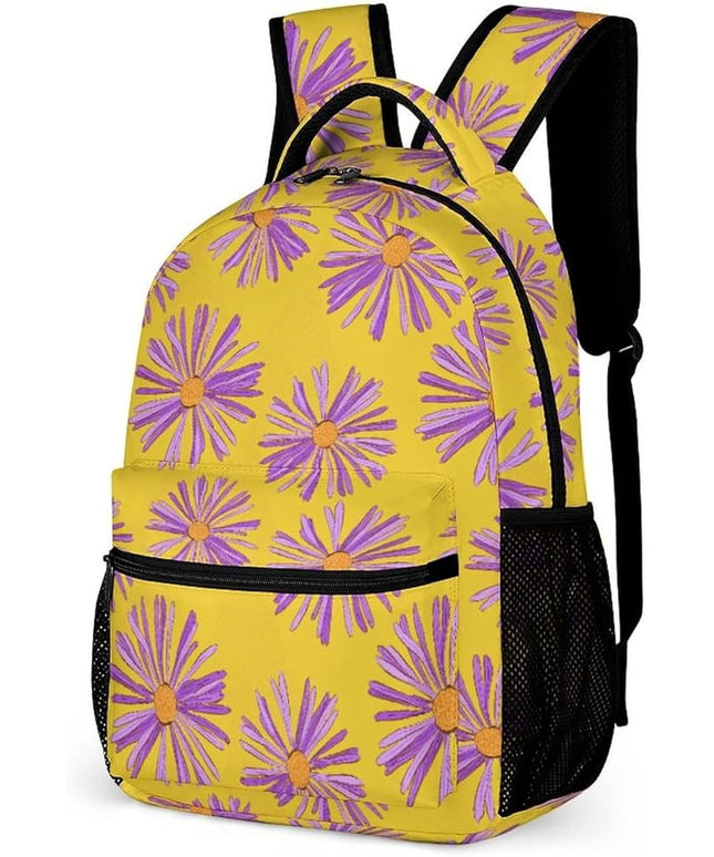 Fashion Purple Flower Backpack Lightweight Large Capacity Laptop Daybag for Travel Work