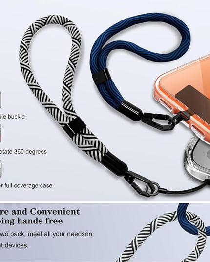Phone Lanyard, 2 Pack Adjustable Cell Phone Lanyard Hand Phone Wrist Strap with Tether Tabs for Smartphones