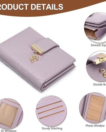 yiijay Small Wallet Women RFID Blocking Leather Bifold Wallet Credit Card Holder for Women Ladies Compact Wallet Mini Purse With Zipper Pocket