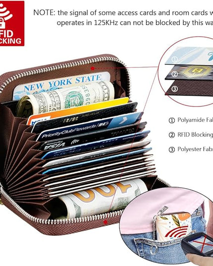 FurArt Zipper Wallet Women, RFID Blocking Credit Card Wallet, Business Card Holder, Compact Size KeyChain Wallet