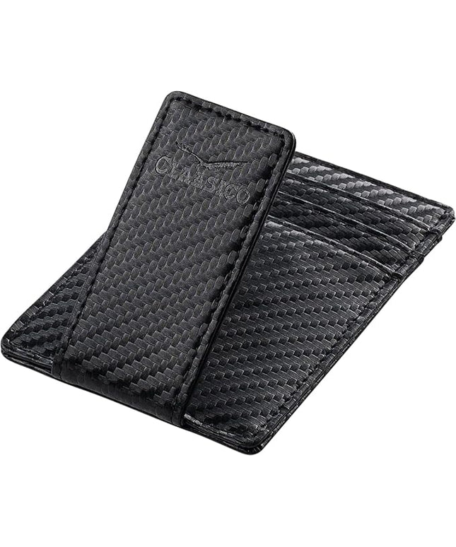Money Clip Leather Wallet For Men Slim Front Pocket RFID Blocking with Super Strong Magnetic