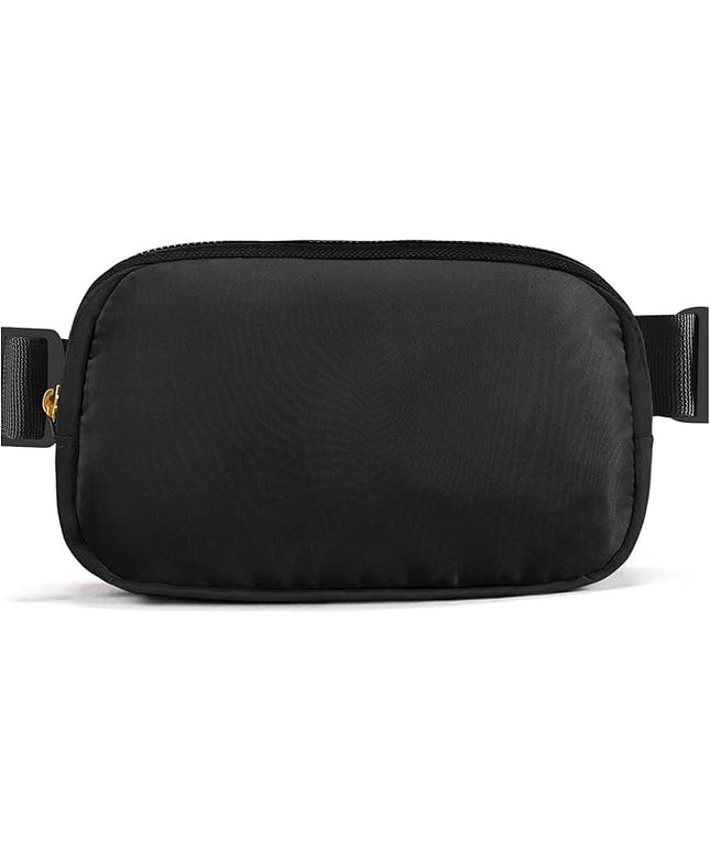 Cwualo Belt Bag Zipper Fanny Pack Crossbody Bags for Women,Fashion Nylon Waist Packs, Water Repellent Two Way wear with Adjustable Strap Gifts for Teenage Girls Women Men(Black)