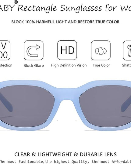 BUTABY Rectangle Sunglasses for Women Retro Driving Glasses 90’s Vintage Fashion Irregular Frame UV400 Protection